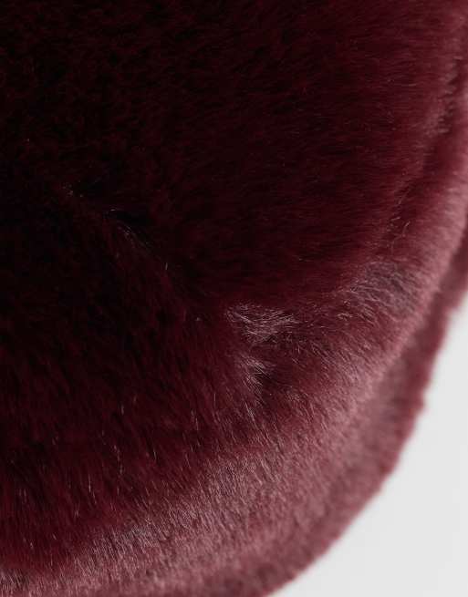 ASOS DESIGN faux-fur Pillbox-Hut in Burgunderrot, 2 von 3