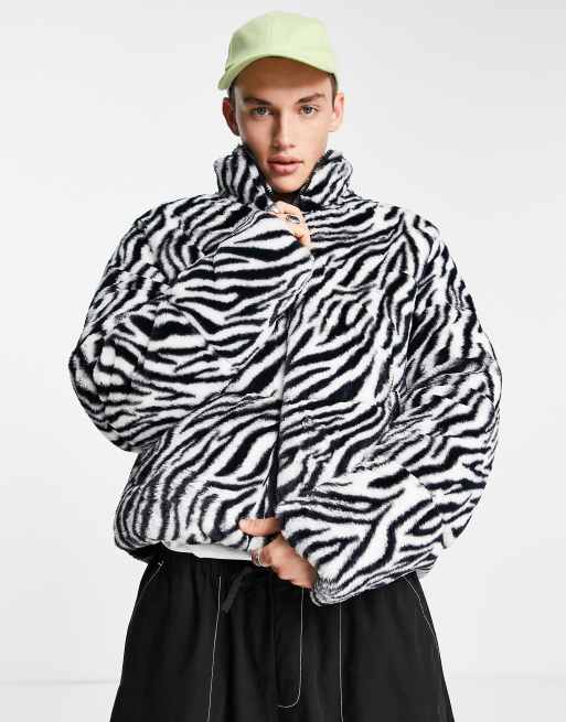 Zebra print cheap puffer jacket