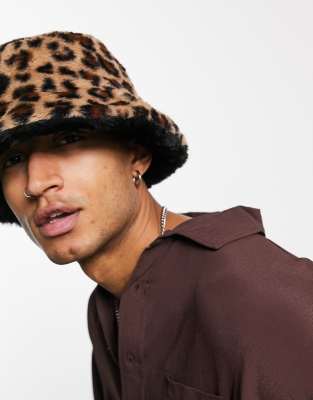 ASOS Design Faux Fur Bucket Hat in Purple