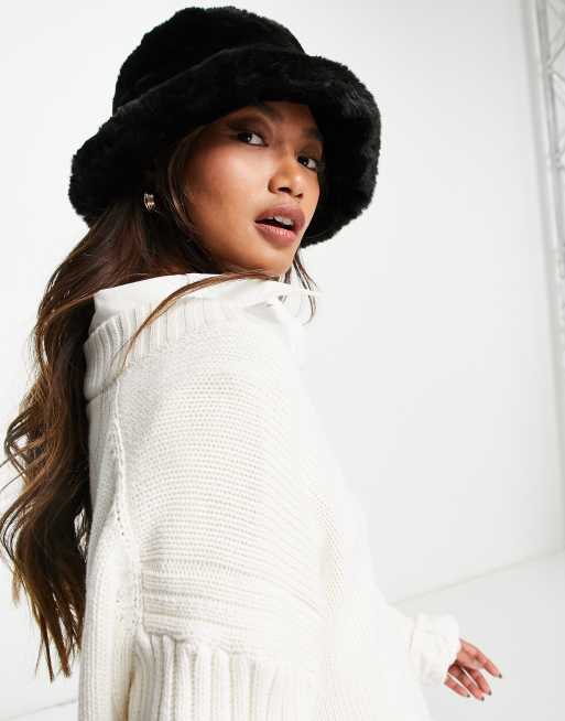 ASOS DESIGN faux fur roll back bucket hat, 2 of 4