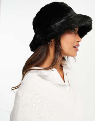 ASOS DESIGN faux fur roll back bucket hat ASOS