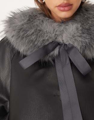 Asos Design Faux Fur Short Collar In Black