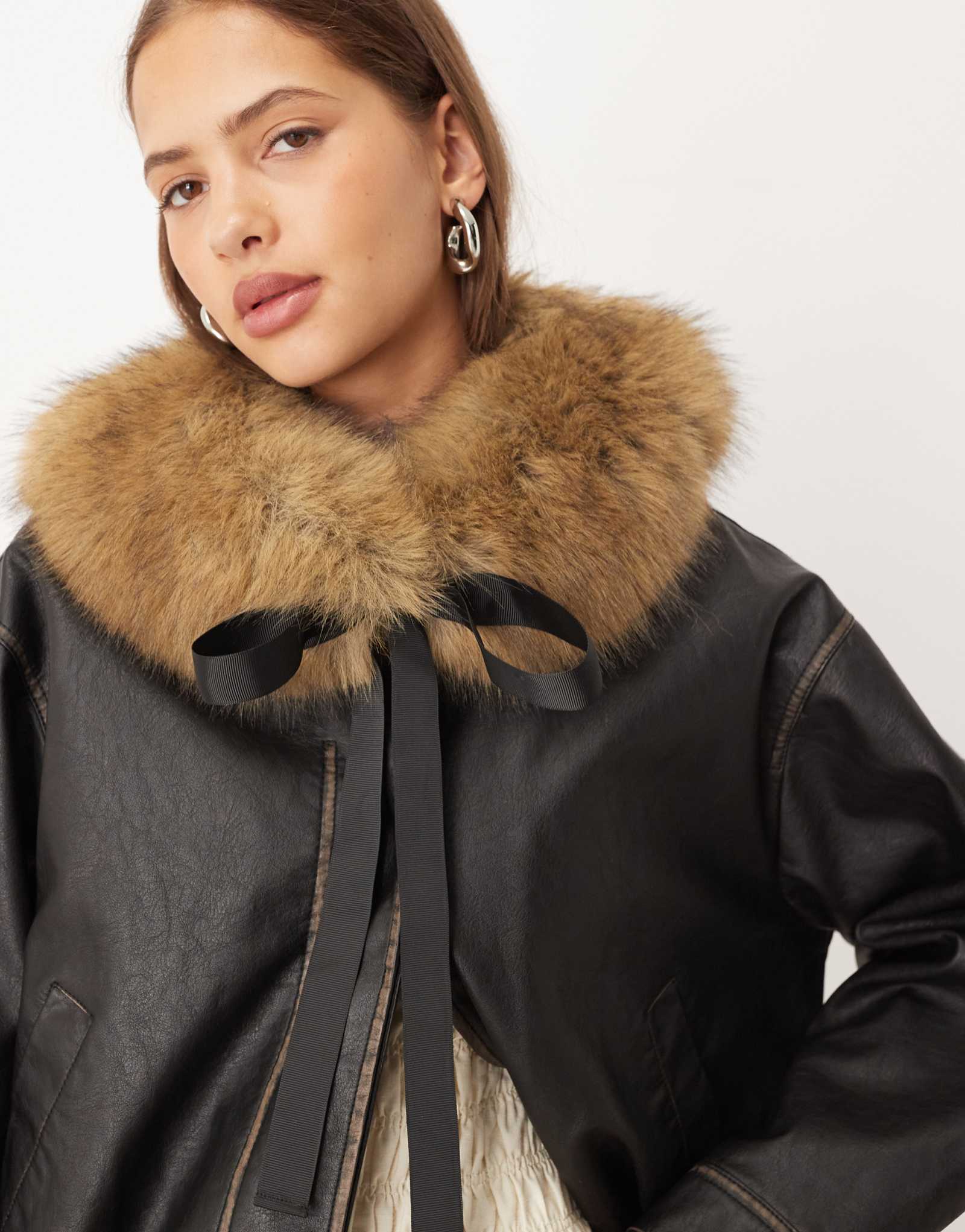 Короткий воротник из натурального искусственного меха ASOS DESIGN