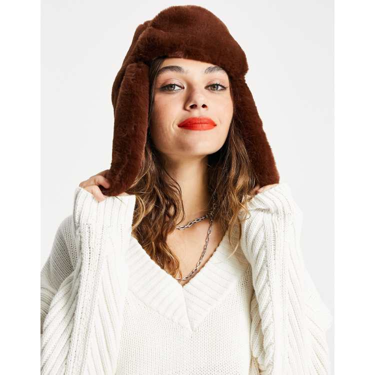 Womens faux fur trapper on sale hat