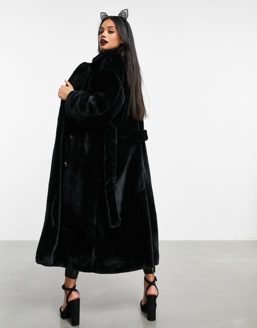 Asos black 2024 faux fur coat