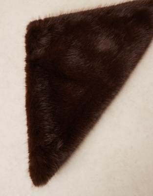 Asos Design Faux-fur Triangle Scarf In Brown