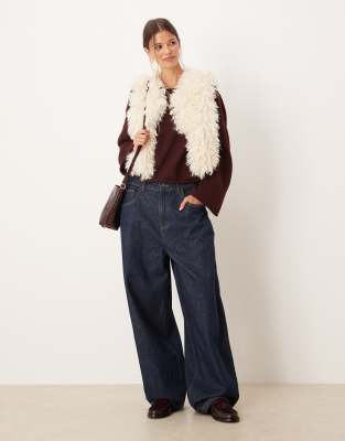 Asos Design Faux Fur Vest In Red