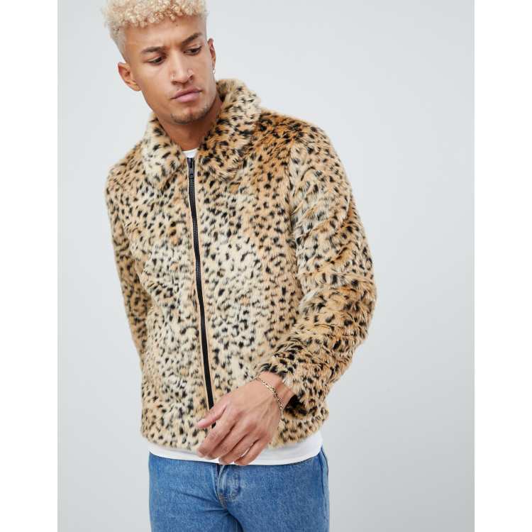 ASOS DESIGN faux fur western jacket in leopard print ASOS