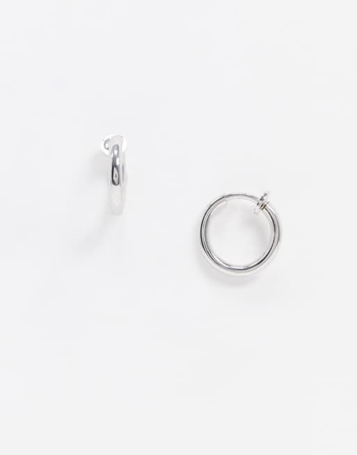 ASOS DESIGN faux clip on hoop earrings in silver tone