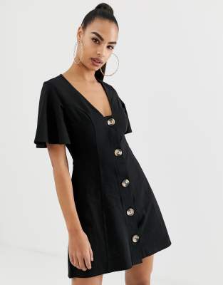 black horn button dress