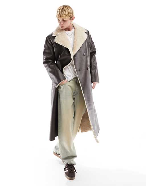 Mens sheepskin coat on sale asos