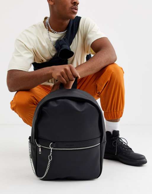 Asos black hot sale leather backpack