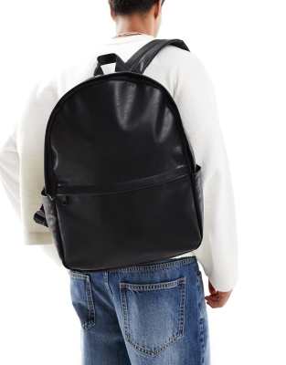 faux leather backpack in black