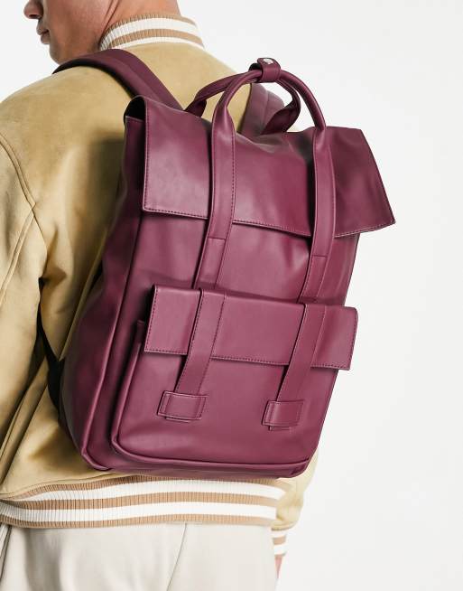 Maroon 2025 leather backpack