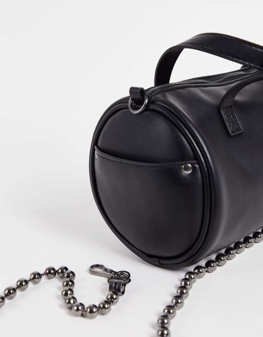 Faux Leather Barrel Bag