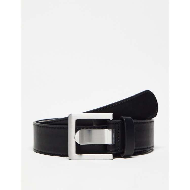 ASOS DESIGN wide square buckle waist belt in black