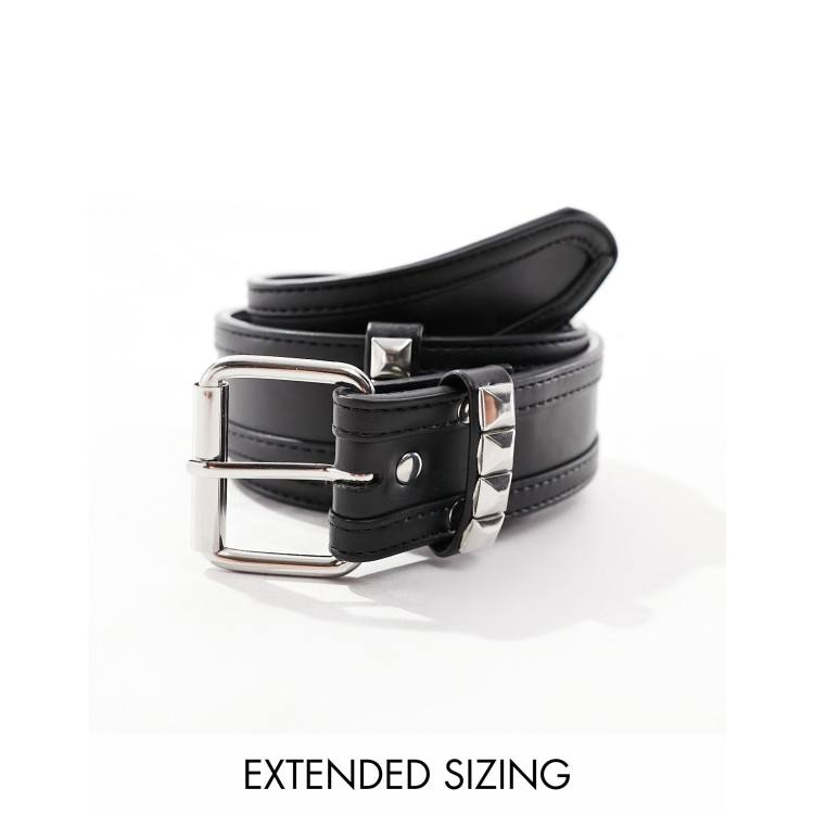 ASOS DESIGN faux leather belt with metal loop detail in black