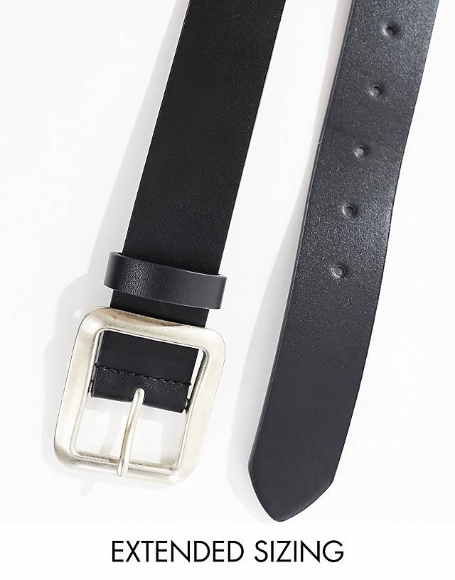 ASOS DESIGN - faux leather belt with square buckle in black