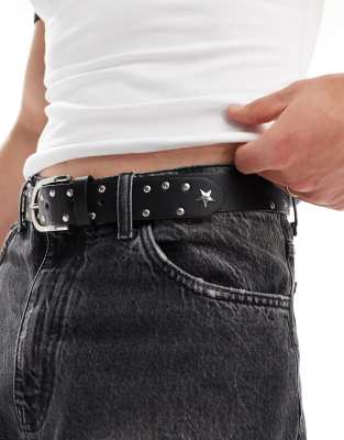 FhyzicsShops DESIGN faux leather belt with stars and studs in black