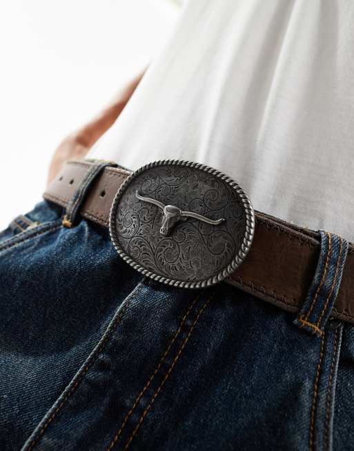 Denim Logo Statement Belt Samurai Jeans Kurozan Indigo Leather Belt – Made in Japan main image 3
