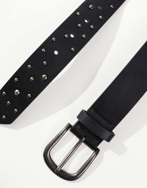 ASOS DESIGN faux leather belt with stud detail in black ASOS