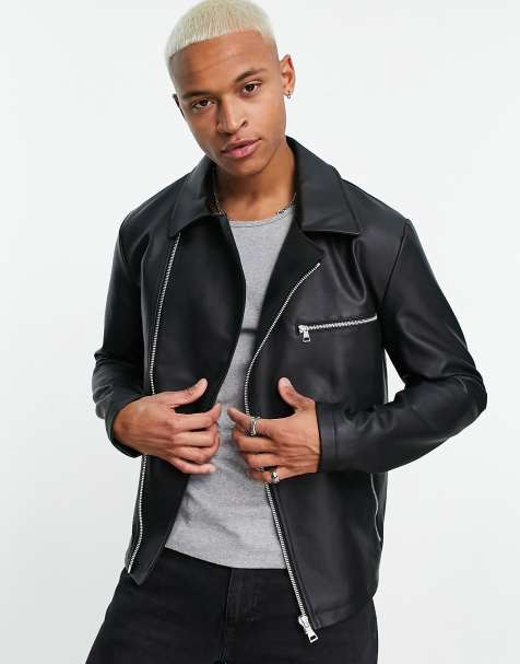 ASOS Faux-Leather Bomber Jacket in Metallic for Men