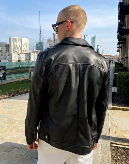 Biker Jacket - Black/faux leather - Men