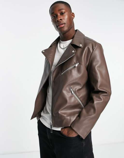 Asos mens faux leather jacket hotsell