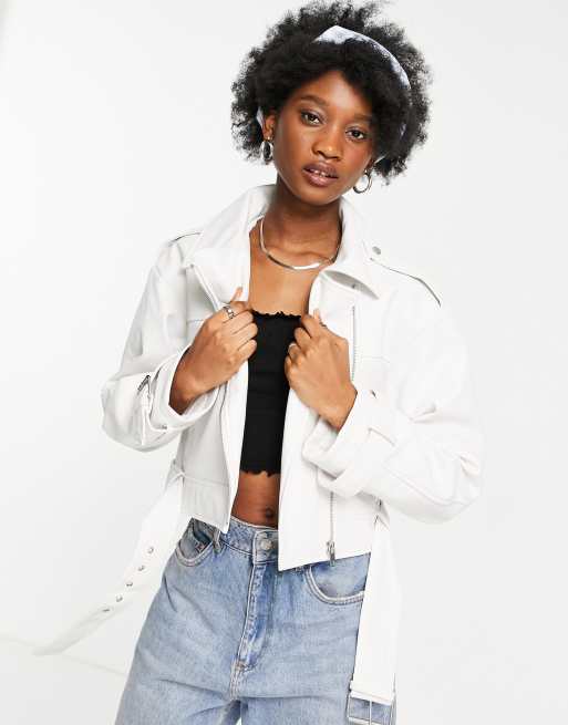 Asos white 2025 leather jacket