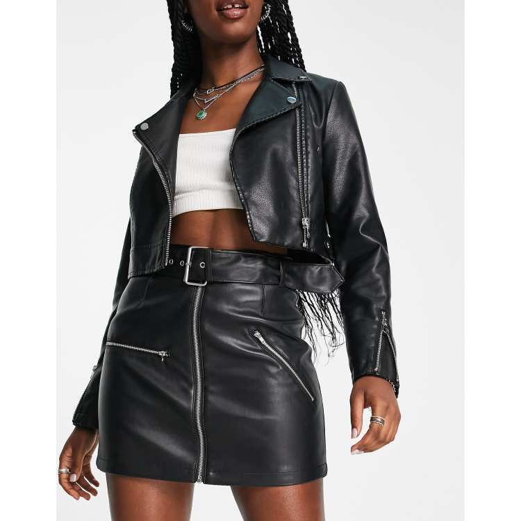 Hybrid Biker Mini Skirt in Black/Multicolor