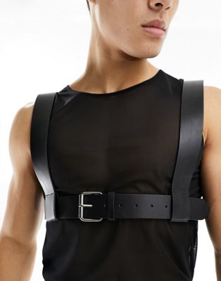 ASOS DESIGN faux leather body harness in black - ASOS Price Checker