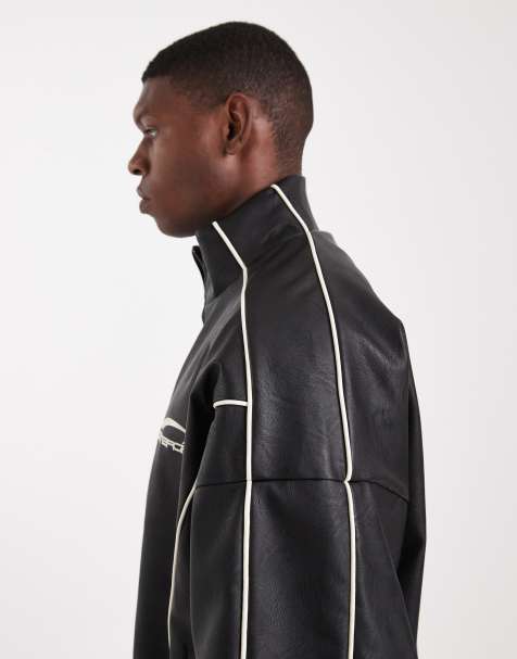 ASOS DESIGN faux leather bomber jacket in black - view 1