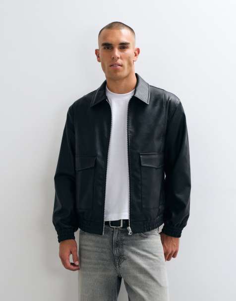 ASOS DESIGN faux leather bomber jacket in black - view 1