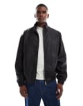 [ASOS DESIGN] ASOS DESIGN faux leather bomber jacket in washed black S Washed black