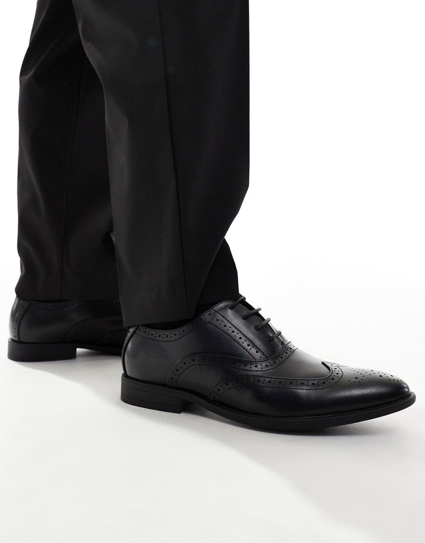 ASOS DESIGN faux leather brogue shoes in black