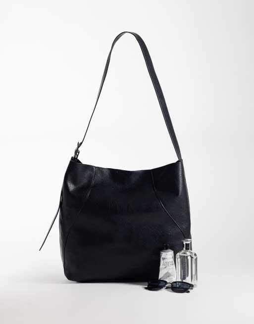 ASOS DESIGN faux leather bucket bag in black, 2 of 4