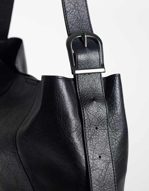 ASOS DESIGN faux leather bucket bag in black, 3 of 4