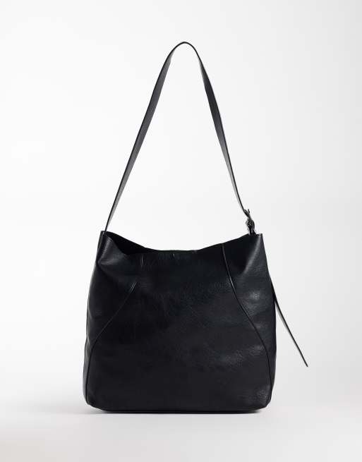 ASOS DESIGN faux leather bucket bag in black, 4 of 4