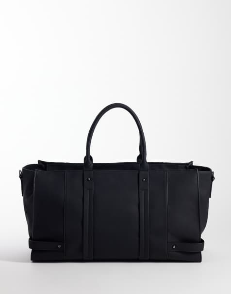 ASOS DESIGN faux leather carryall bag in black - view 1