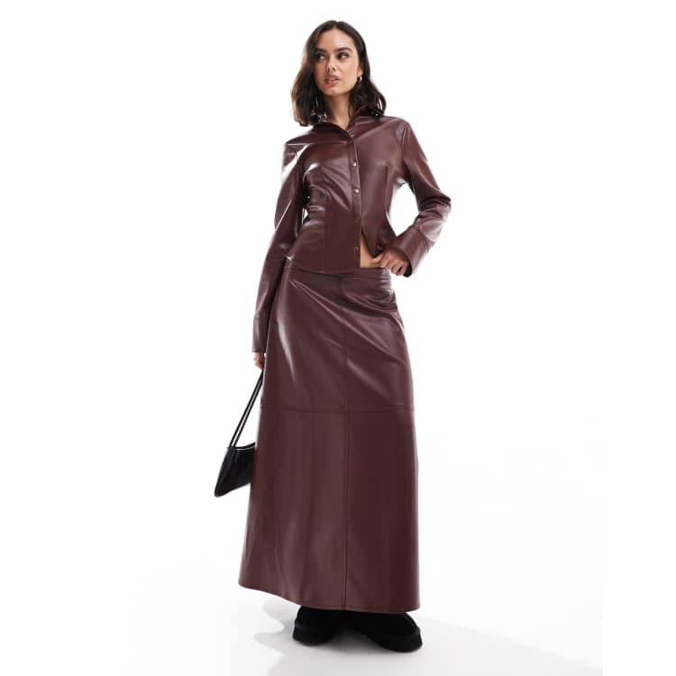 【SPERONE】23FW★ Fox leather round skirt Sienna Front-Zip Leather Skirt with Belt in Black