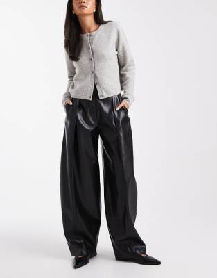 Asos Design Faux Leather Cocoon Tailored Pants In Black
