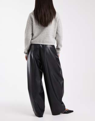 Asos Design Faux Leather Cocoon Tailored Pants In Black
