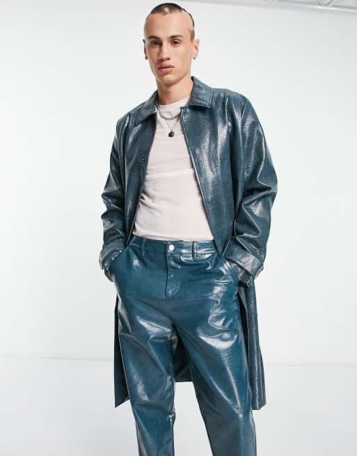 Asos blue hot sale leather jacket