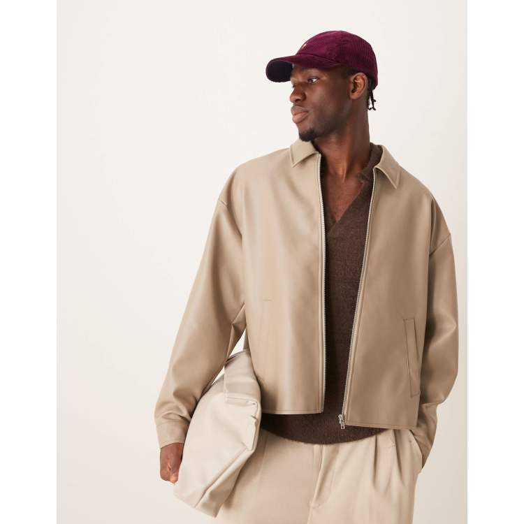 ジャケット・アウター PAIR SLOPE short leather Harrington jkt 206981798-1-beige?$n_750w$&wid