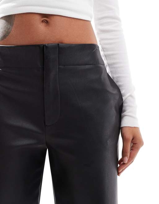 ASOS DESIGN faux leather cropped pants in black | ASOS