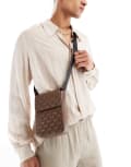 [ASOS DESIGN] ASOS DESIGN faux leather cross body bag with monogram in brown No Size BROWN