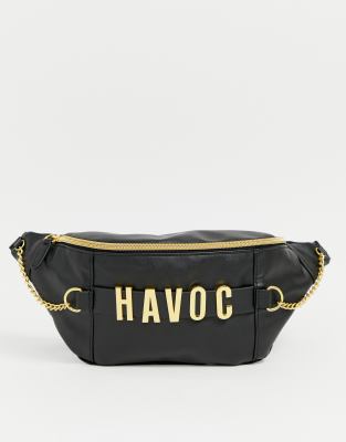 black and gold bum bag