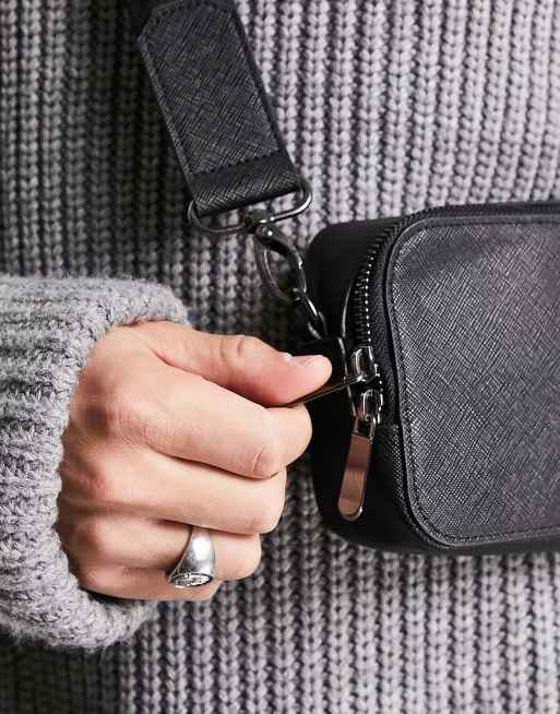 ASOS Design Leather Cross-body Camera Bag in Black