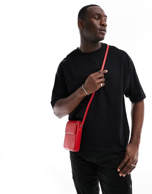 ASOS DESIGN faux leather cross body in red, 2 of 4