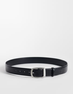 Asos Design Faux Leather Dressy Belt In Black